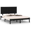 Cama Matrimonial | Cama Para Adultos | Estructura De Cama Madera Maciza De Pino Negra 140x190 Cm Cfw330558