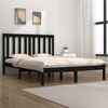 Cama Matrimonial | Cama Para Adultos | Estructura De Cama Madera Maciza De Pino Negra 140x190 Cm Cfw869941