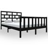 Cama Matrimonial | Cama Para Adultos | Estructura De Cama Madera Maciza De Pino Negro 150x200 Cm Cfw843859