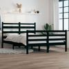 Cama Matrimonial | Cama Para Adultos | Estructura De Cama Madera Maciza De Pino Negro 120x200 Cm Cfw411420