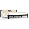 Cama Matrimonial | Cama Para Adultos | Estructura De Cama Madera Maciza De Pino Negro 200x200 Cm Cfw787969