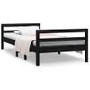 Cama Individual | Cama Para Adultos | Estructura De Cama Madera Maciza De Pino Negro 75x190 Cm Cfw204359