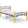 Cama Individual | Cama Para Adultos | Estructura De Cama Madera Maciza De Roble Metal Negro 90x200 Cm Cfw188399