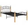 Cama Individual | Cama Para Adultos | Estructura De Cama Madera Maciza De Roble Metal Negro 90x200 Cm Cfw188399