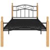 Cama Individual | Cama Para Adultos | Estructura De Cama Madera Maciza De Roble Metal Negro 90x200 Cm Cfw188399