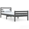 Cama Individual | Cama Para Adultos | Estructura De Cama Madera Maciza Gris 100x200 Cm Cfw740410