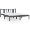 Cama Matrimonial | Cama Para Adultos | Estructura De Cama Matrimonial Madera Maciza Gris 135x190 Cm Cfw344167