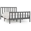 Cama Matrimonial | Cama Para Adultos | Estructura De Cama Madera Maciza Gris King Size 150x200 Cm Cfw764698