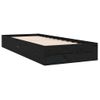 Cama Individual | Cama Para Adultos | Estructura Cama Madera Maciza Individual Negro 75x190 Cm Cfw729640