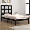 Cama Individual | Cama Para Adultos | Estructura Cama Madera Maciza Individual Negro 75x190 Cm Cfw738124