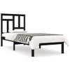 Cama Individual | Cama Para Adultos | Estructura De Cama Individual De Madera Maciza Negra 75x190 Cm Cfw400753