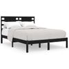 Cama Matrimonial | Cama Para Adultos | Estructura De Cama Madera Maciza Doble Pequeña Negra 120x190 Cm Cfw590773