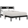 Cama Matrimonial | Cama Para Adultos | Estructura De Cama Madera Maciza Doble Pequeña Negra 120x190 Cm Cfw590773