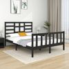 Cama Matrimonial | Cama Para Adultos | Estructura De Cama Doble Pequeña Madera Maciza Negra 120x190 Cm Cfw671319