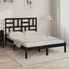 Cama Matrimonial | Cama Para Adultos | Estructura De Cama Madera Maciza Doble Pequeña Negro 120x190 Cm Cfw455876