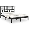 Cama Matrimonial | Cama Para Adultos | Estructura De Cama Madera Maciza Doble Pequeña Negro 120x190 Cm Cfw455876