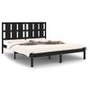 Cama Matrimonial | Cama Para Adultos | Estructura De Cama Madera Maciza King Size Negro 150x200 Cm Cfw731597