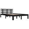 Cama Matrimonial | Cama Para Adultos | Estructura De Cama Madera Maciza Negro Tamaño King 150x200 Cm Cfw941174