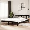 Cama Matrimonial | Cama Para Adultos | Estructura De Cama Madera Maciza Negro Tamaño King 150x200 Cm Cfw102036