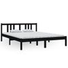 Cama Matrimonial | Cama Para Adultos | Estructura De Cama Madera Maciza Negro Tamaño King 150x200 Cm Cfw102036