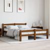 Cama Matrimonial | Cama Para Adultos | Estructura De Cama Madera Maciza Pino Marrón Miel 120x200 Cm Cfw449133