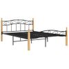 Cama Matrimonial | Cama Para Adultos | Estructura De Cama Madera Maciza Roble Metal Negro 140x200 Cm Cfw752486