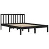 Cama Matrimonial | Cama Para Adultos | Estructura De Cama Madera Maciza De Pino Negra 180x200 Cm Cfw528369