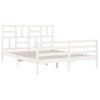 Cama Matrimonial | Cama Para Adultos | Estructura De Cama Matrimonio Con Cabecero Madera Maciza Blanco Cfw387008