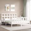 Cama Matrimonial | Cama Para Adultos | Estructura De Cama Matrimonio Con Cabecero Madera Maciza Blanco Cfw670534