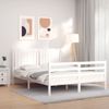 Cama Matrimonial | Cama Para Adultos | Estructura De Cama Matrimonio Con Cabecero Madera Maciza Blanco Cfw833540