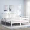 Cama Matrimonial | Cama Para Adultos | Estructura De Cama Matrimonio Con Cabecero Madera Maciza Blanco Cfw304533