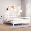 Cama Matrimonial | Cama Para Adultos | Estructura De Cama Matrimonio Con Cabecero Madera Maciza Blanco Cfw585067