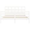 Cama Matrimonial | Cama Para Adultos | Estructura De Cama Matrimonio Con Cabecero Madera Maciza Blanco Cfw585067