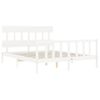 Cama Matrimonial | Cama Para Adultos | Estructura De Cama Matrimonio Con Cabecero Madera Maciza Blanco Cfw330345