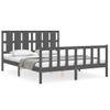 Cama Matrimonial | Cama Para Adultos | Estructura De Cama Matrimonio Con Cabecero Madera Maciza Gris Cfw995735