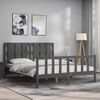 Cama Matrimonial | Cama Para Adultos | Estructura De Cama Matrimonio Con Cabecero Madera Maciza Gris Cfw995735