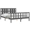 Cama Matrimonial | Cama Para Adultos | Estructura De Cama Matrimonio Con Cabecero Madera Maciza Gris Cfw995735