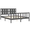 Cama Matrimonial | Cama Para Adultos | Estructura De Cama Matrimonio Con Cabecero Madera Maciza Gris Cfw995735