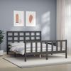 Cama Matrimonial | Cama Para Adultos | Estructura De Cama Matrimonio Con Cabecero Madera Maciza Gris Cfw913520