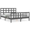 Cama Matrimonial | Cama Para Adultos | Estructura De Cama Matrimonio Con Cabecero Madera Maciza Gris Cfw913520