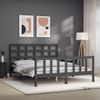 Cama Matrimonial | Cama Para Adultos | Estructura De Cama Matrimonio Con Cabecero Madera Maciza Gris Cfw913520