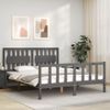 Cama Matrimonial | Cama Para Adultos | Estructura De Cama Matrimonio Con Cabecero Madera Maciza Gris Cfw238130