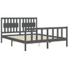 Cama Matrimonial | Cama Para Adultos | Estructura De Cama Matrimonio Con Cabecero Madera Maciza Gris Cfw238130