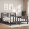 Cama Matrimonial | Cama Para Adultos | Estructura De Cama Matrimonio Con Cabecero Madera Maciza Gris Cfw125069