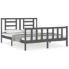 Cama Matrimonial | Cama Para Adultos | Estructura De Cama Matrimonio Con Cabecero Madera Maciza Gris Cfw125069