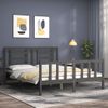 Cama Matrimonial | Cama Para Adultos | Estructura De Cama Matrimonio Con Cabecero Madera Maciza Gris Cfw125069