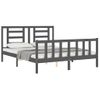 Cama Matrimonial | Cama Para Adultos | Estructura De Cama Matrimonio Con Cabecero Madera Maciza Gris Cfw125069