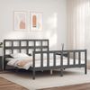 Cama Matrimonial | Cama Para Adultos | Estructura De Cama Matrimonio Con Cabecero Madera Maciza Gris Cfw668889