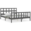 Cama Matrimonial | Cama Para Adultos | Estructura De Cama Matrimonio Con Cabecero Madera Maciza Gris Cfw668889