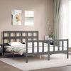 Cama Matrimonial | Cama Para Adultos | Estructura De Cama Matrimonio Con Cabecero Madera Maciza Gris Cfw668889